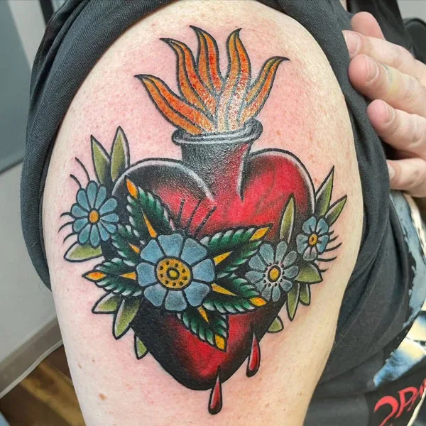 Traditional Sacred Heart Tattoo 2