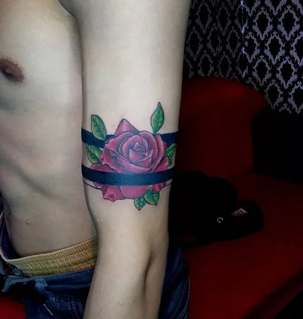 Two Line Rose Tattoo