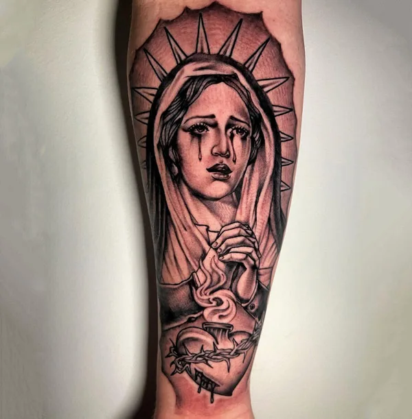 Virgin Mary Sacred Heart Tattoo
