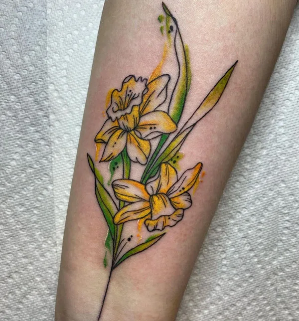 Watercolor March Birth Flower Tattoo