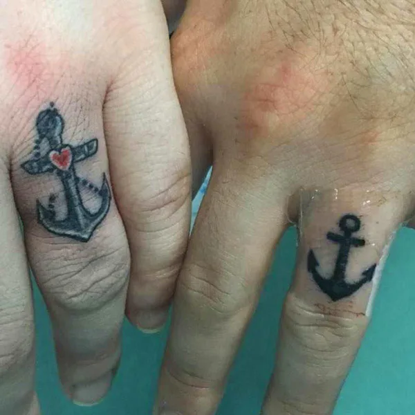 Anchor Wedding Ring Tattoo