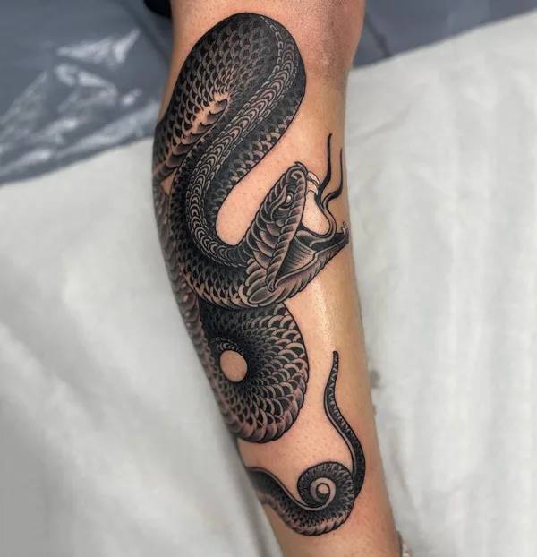 Black Japanese Snake Tattoo 2