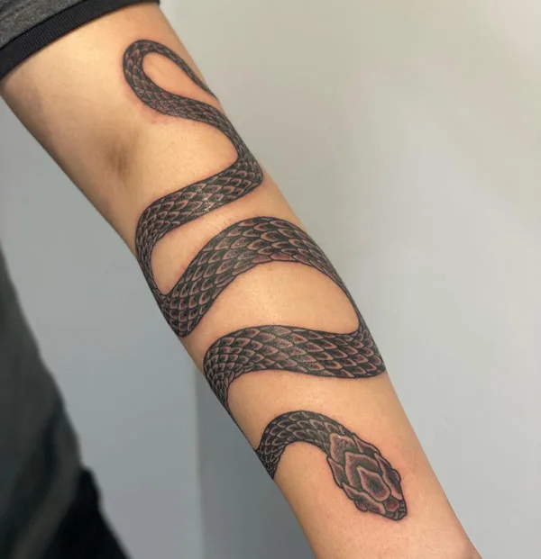 Black Japanese Snake Tattoo 3