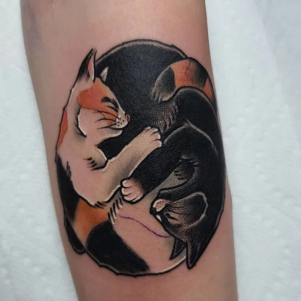 Cat Yin Yang Tattoo 1