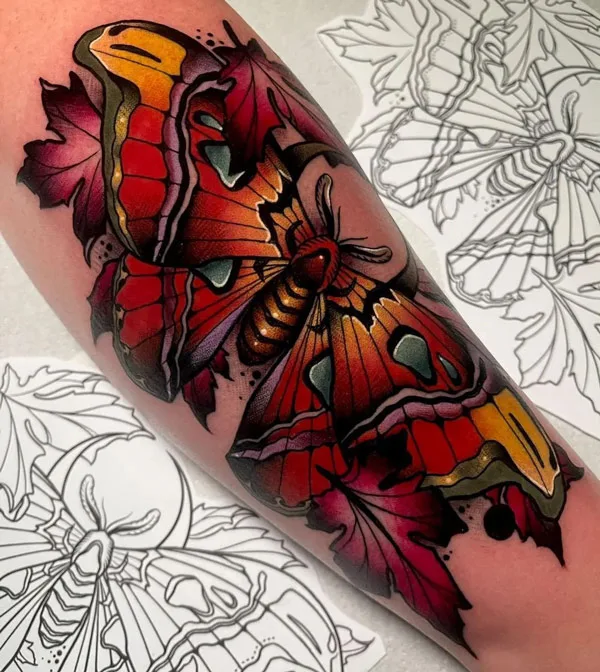 Colorful Moth Tattoo