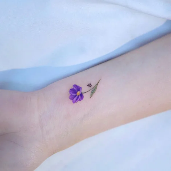 Cosmos Flower Wrist Tattoo 1