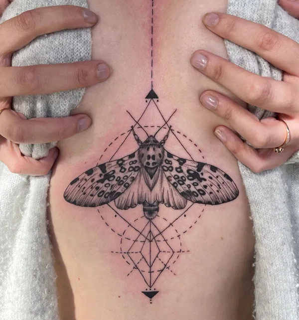 Geometric Moth Tattoo 1