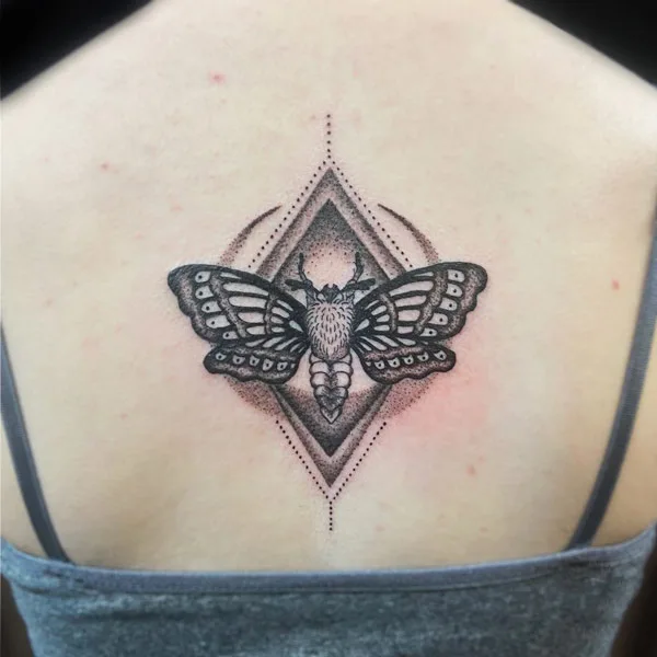Geometric Moth Tattoo 3