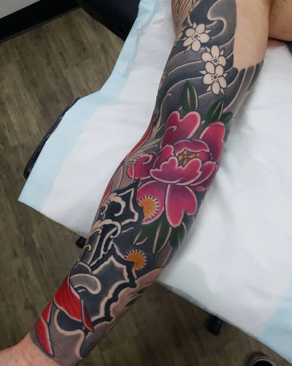 Japanese Flower Sleeve Tattoo 2