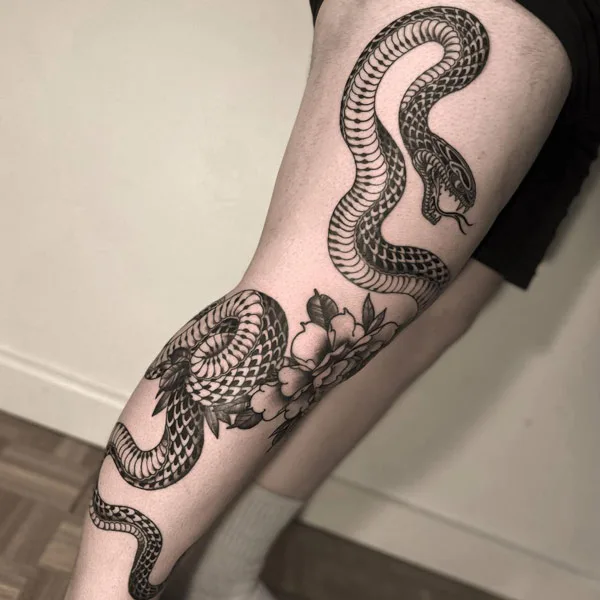 Japanese Snake Leg Tattoo