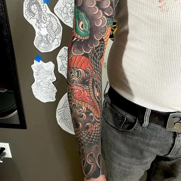 Japanese Snake Sleeve Tattoo 3