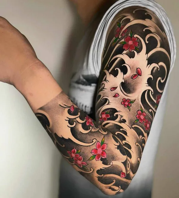 Japanese Wave Sleeve Tattoo