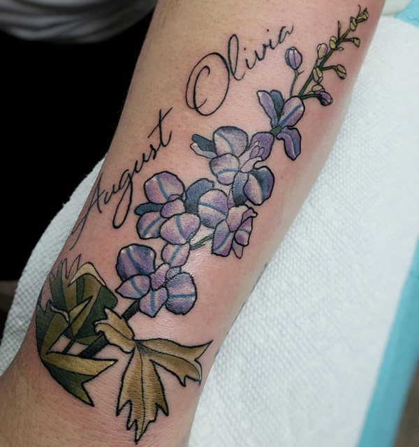Larkspur Tattoo with Name