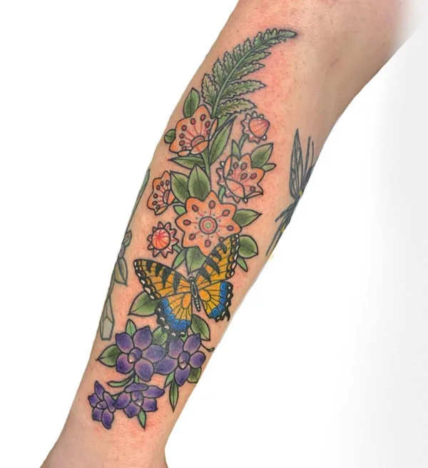 Larkspur and Butterfly Tattoo
