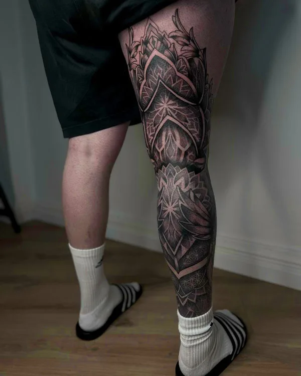 Mandala Leg Sleeve Tattoo