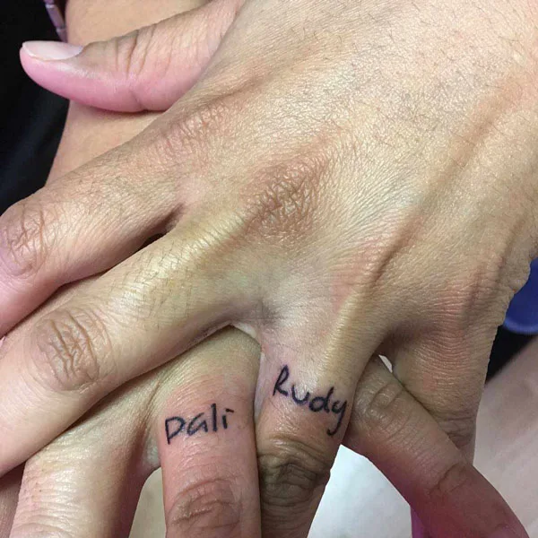 Name Wedding Ring Tattoo