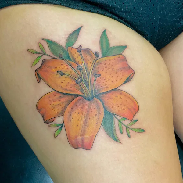 Orange Tiger Lily Tattoo 1