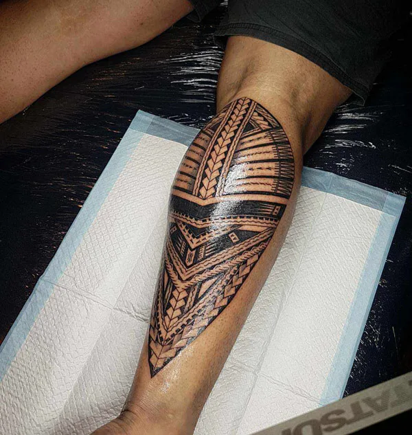 Polynesian Calf Tattoo
