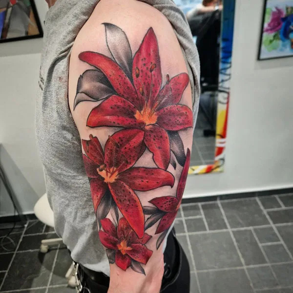 Red Tiger Lily Tattoo
