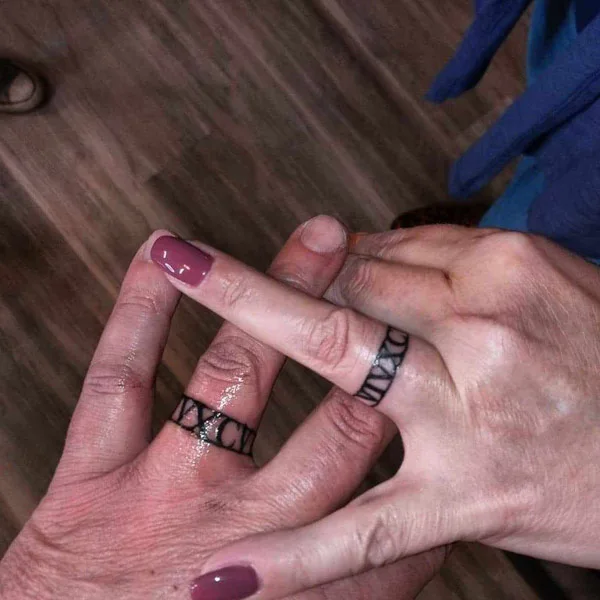 Roman Numeral Wedding Ring Tattoo 2