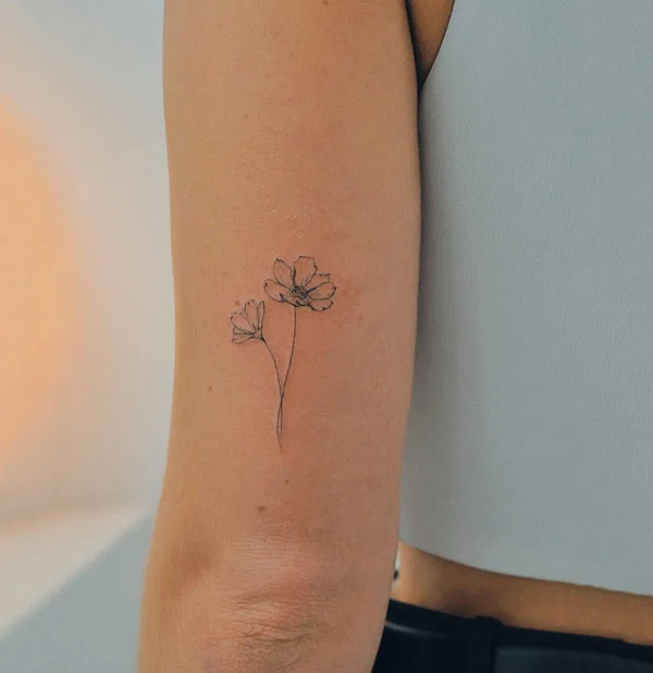 Small Cosmos Flower Tattoo 1