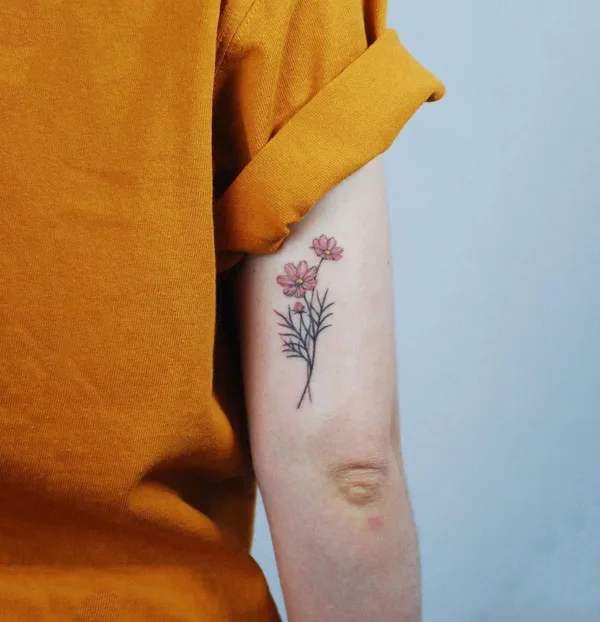 Small Cosmos Flower Tattoo 2