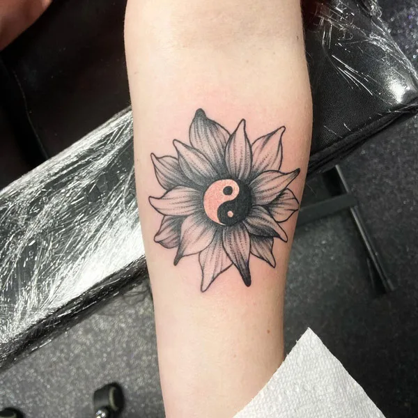 Sunflower Yin Yang Tattoo