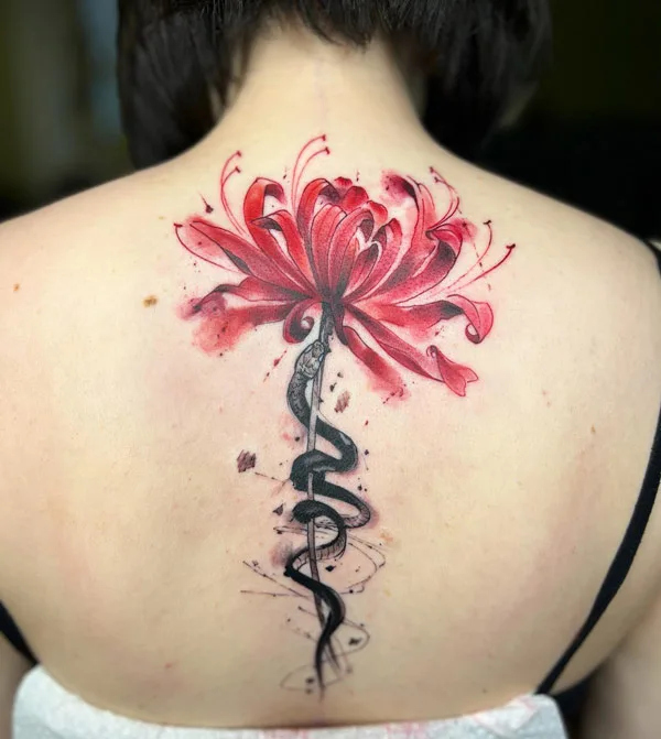 Tiger Lily Tattoo On Back