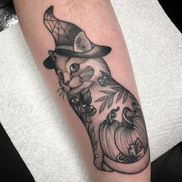 Witchy Cat Tattoo 2