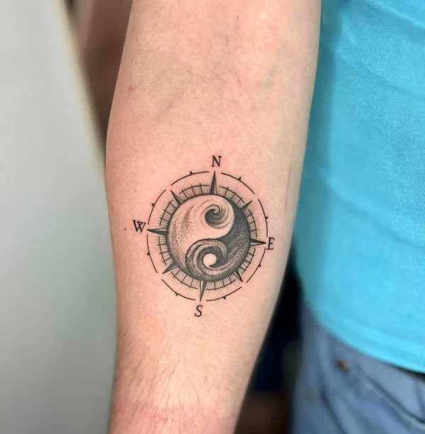 Yin Yang Compass Tattoo