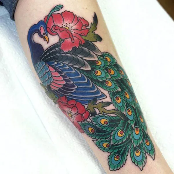 Colorful Peacock Tattoo