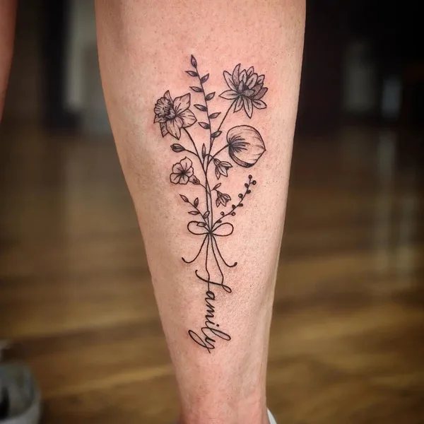 Family Flower Bouquet Tattoo 1
