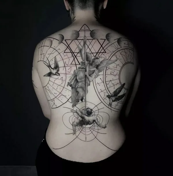 Geometric St Michael Tattoo 2
