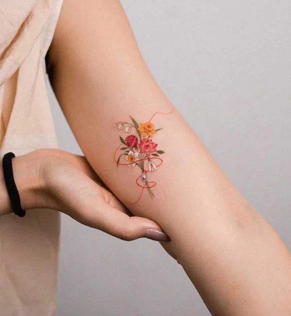 Minimalist Flower Bouquet Tattoo 2