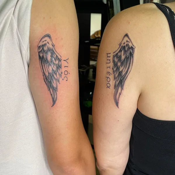 Mother Son Angel Wing Tattoo