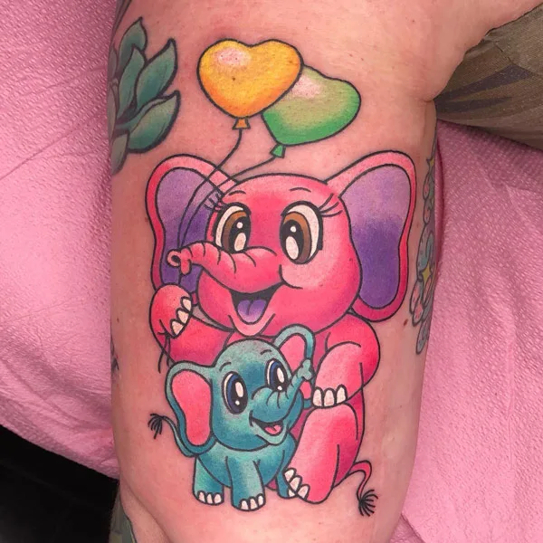 Mother Son Elephant Tattoo 2