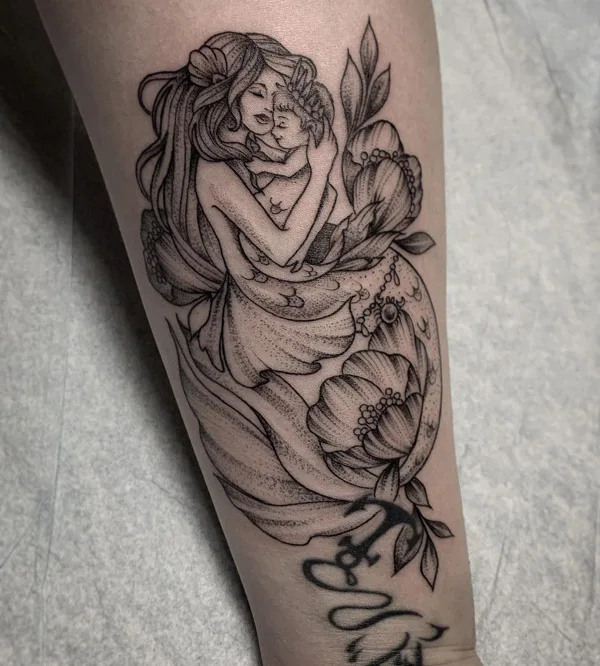 Mother Son Mermaid Tattoo