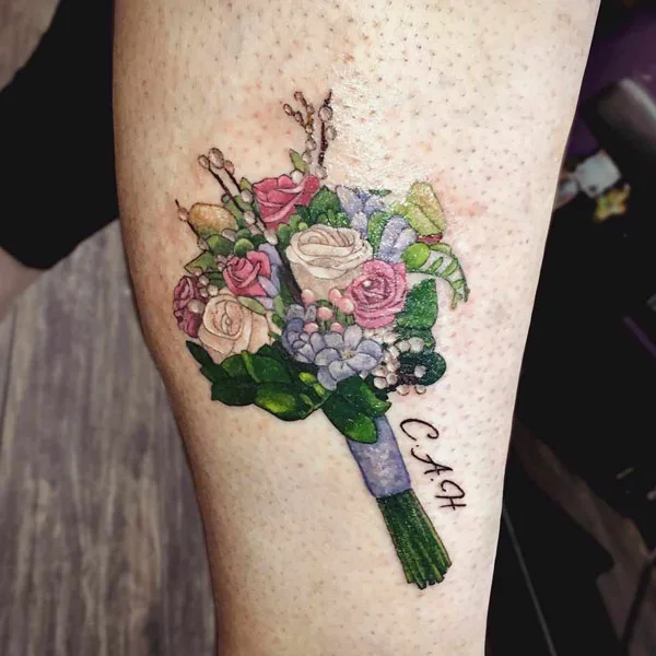 Realistic Flower Bouquet Tattoo