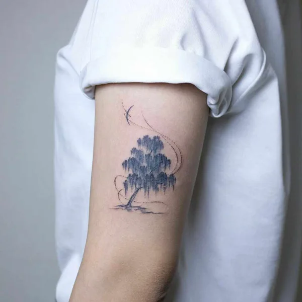 Simple Willow Tree Tattoo