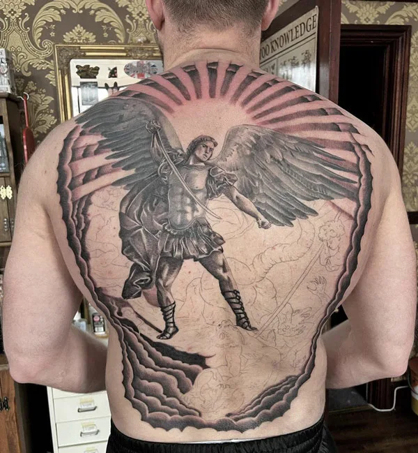 St Michael Back Tattoo 1