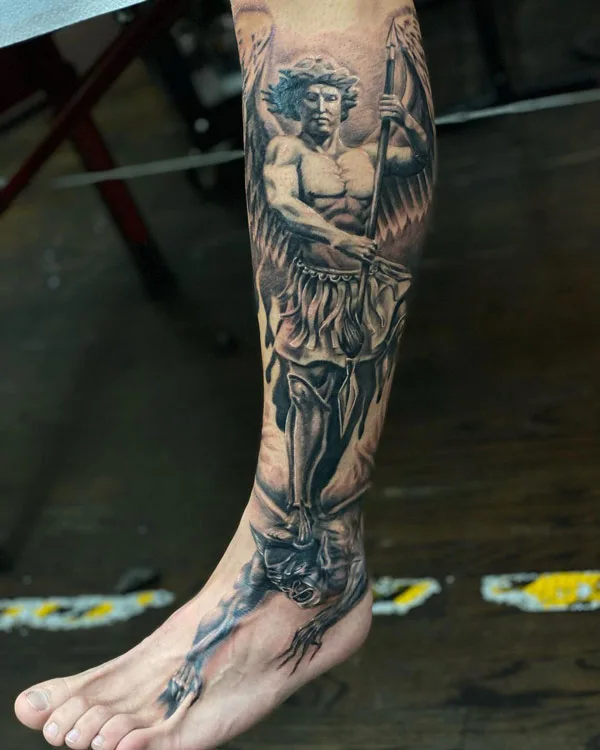 St Michael Leg Tattoo