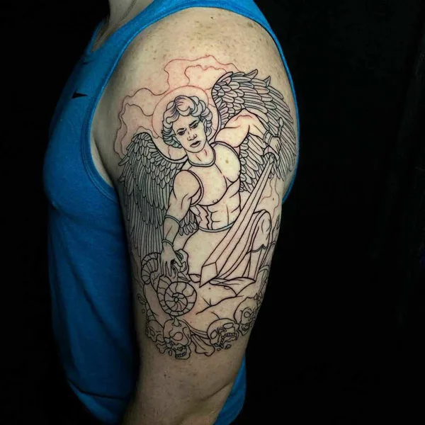 St Michael Outline Tattoo