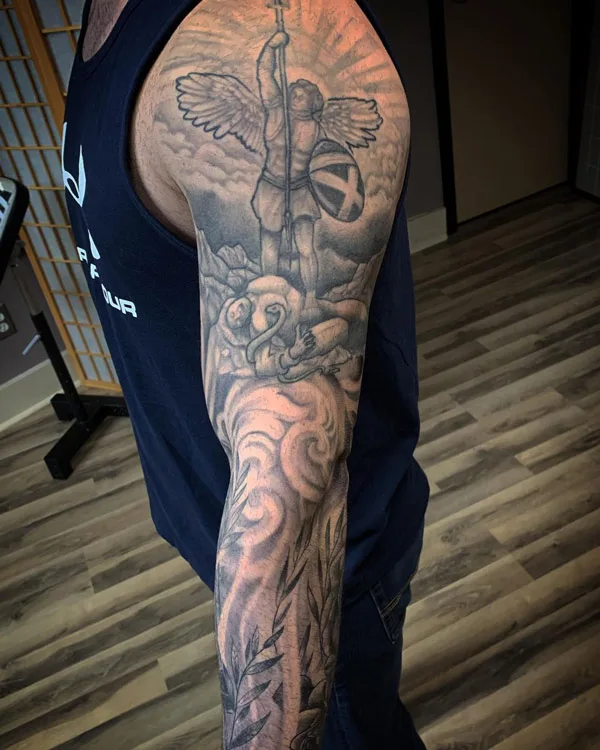 St Michael Sleeve Tattoo 1