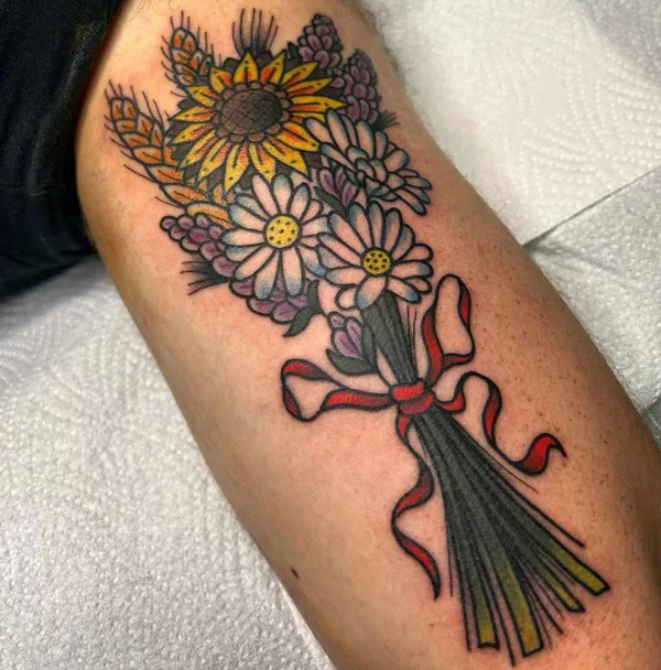Traditional Flower Bouquet Tattoo 3