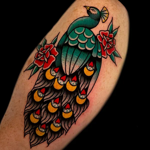 Traditional Peacock Tattoo 2