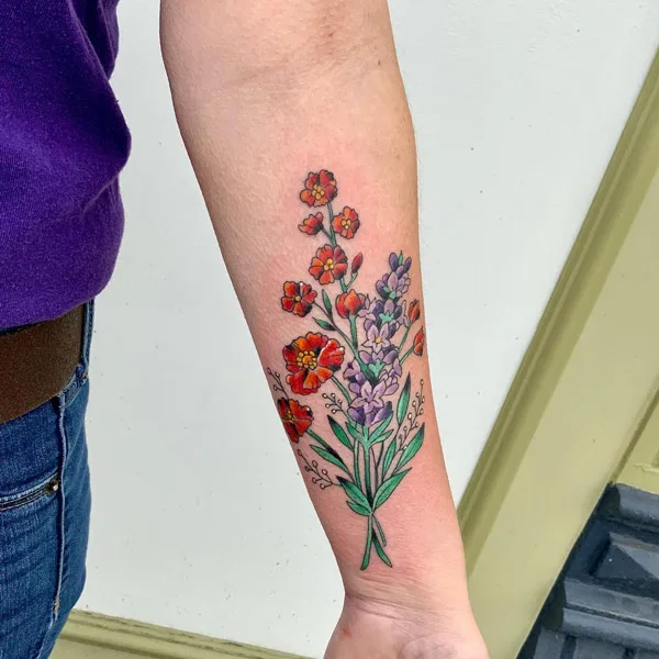 Wildflower Bouquet Tattoo 2