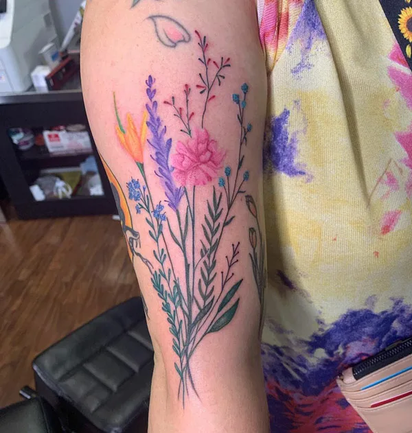 Wildflower Bouquet Tattoo 3