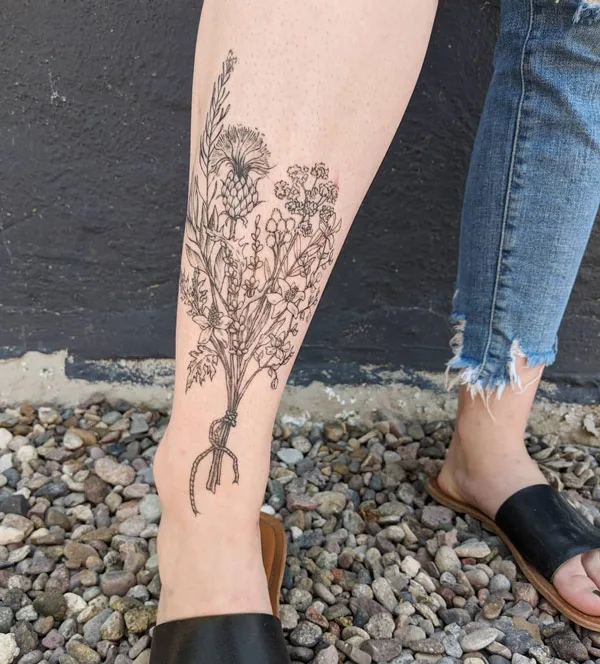 Wildflower Bouquet Tattoo
