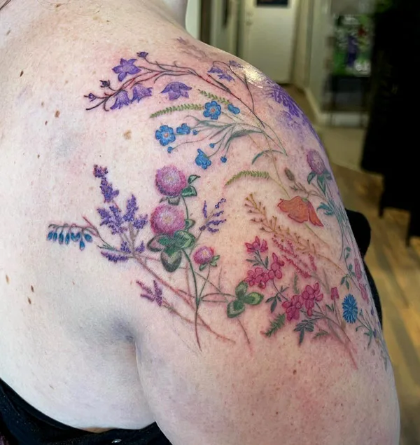 Wildflower Shoulder Tattoo 1