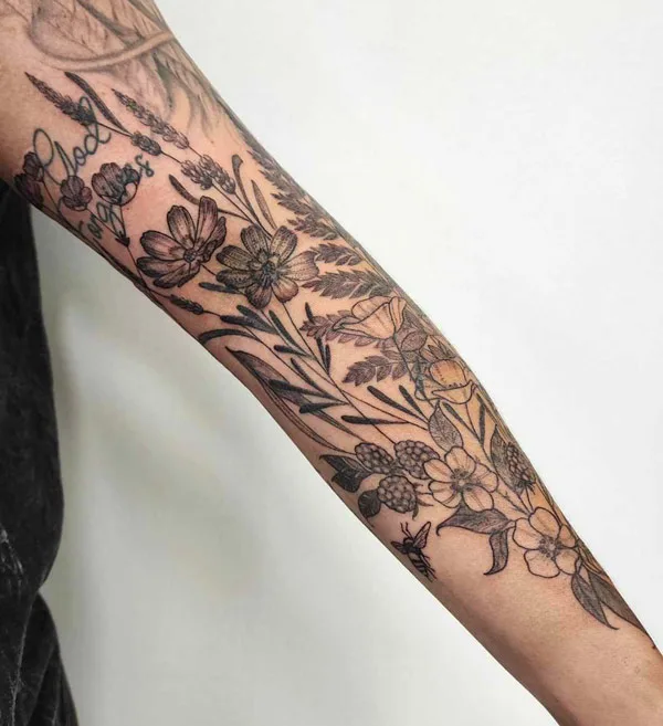 Wildflower Sleeve Tattoo 1